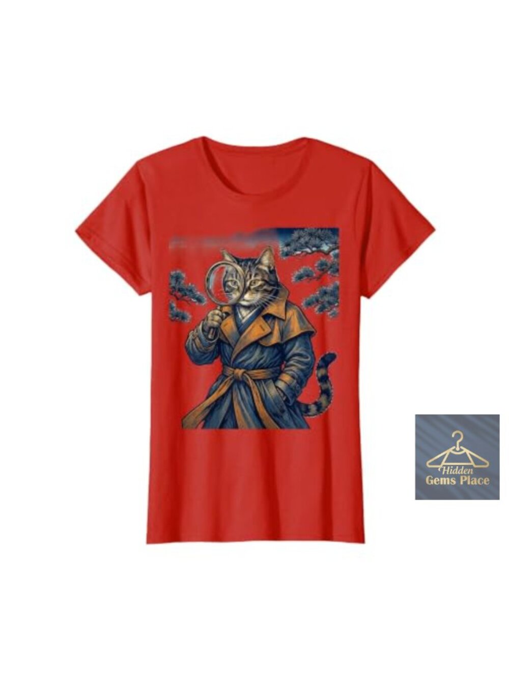 Women's Cat Detective Graphic T-Shirt Cotton Classic Fit